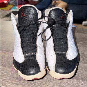 Jordan Black and White Sneakers with Red Accents
